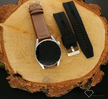 Zegarek Smartwatch Rubicon zestaw z dwoma paskami Rozmowy telefoniczne RNCE78 srebrny brązowa skóra. Smartwach Rubicon sportowy zegarek.  Rubicon Smartwach zegn (1).jpg